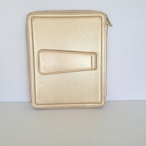 Michael Kors Gold Metalic Zipper Tablet Holder Protective Case 10x8 Ipad Fair - Picture 2 of 9